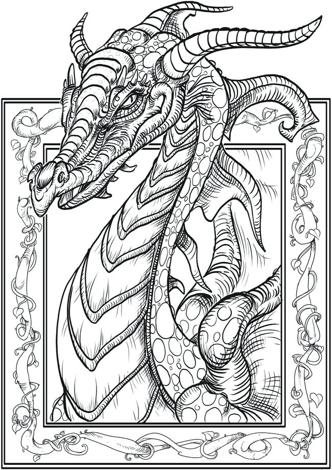 Awesome Dragon Coloring Page Adult Coloring Book Celtic Dragon 650x919 Awesome Dragon Coloring Page Adult Coloring Book Celtic Dragon