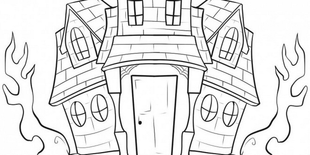 Halloween House Coloring Pages 1048x524 Halloween House Coloring Pages