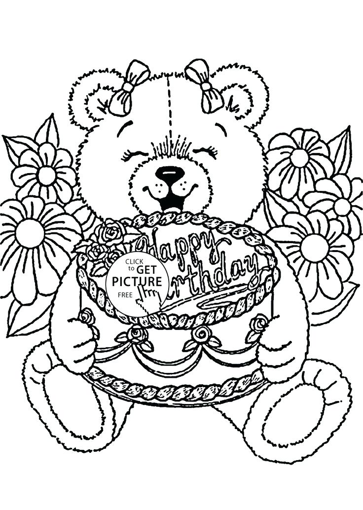 736x1034 Happy Birthday Coloring Pages For Kids Teddy Bear Happy Birthday