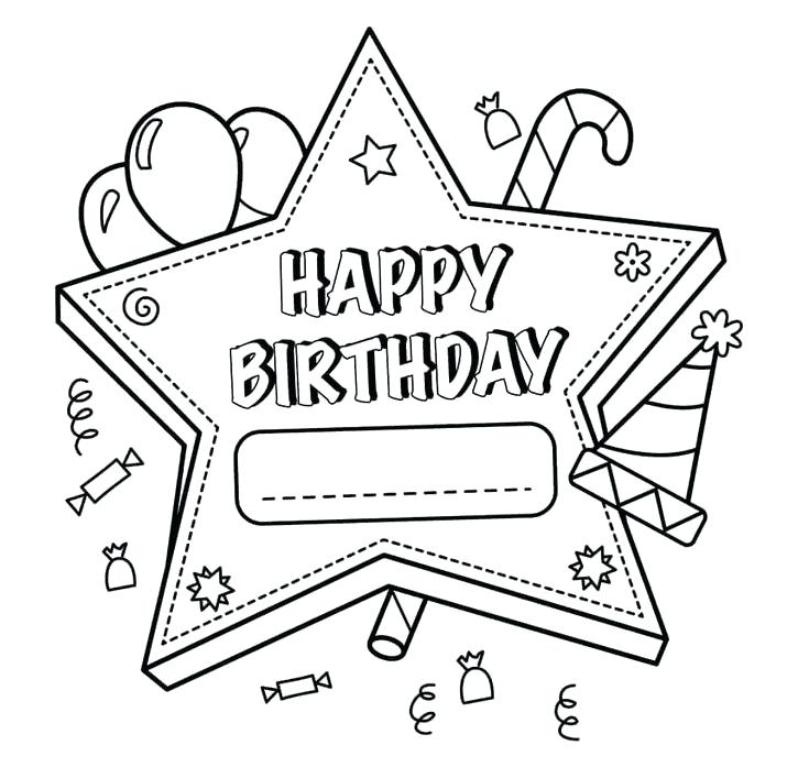 735x697 Printable Happy Birthday Coloring Pages Free Printable Happy