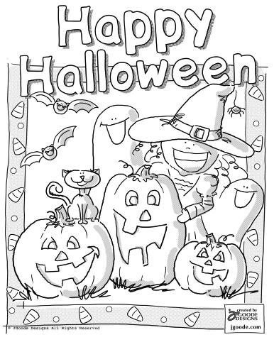Happy Halloween Coloring Page By Jen Goode 386x482 Happy Halloween Coloring Page By Jen Goode