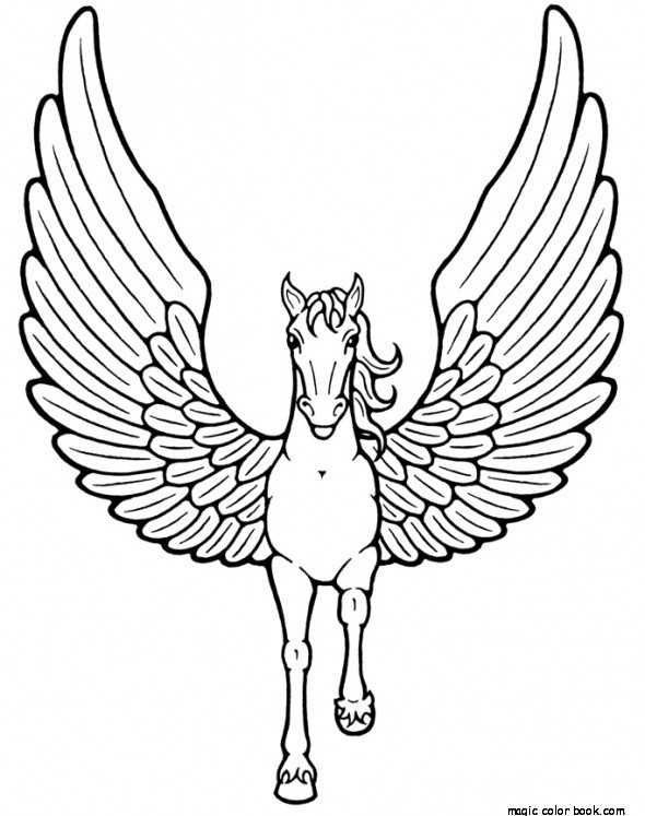 590x747 Pegasus Unicorn Horse Coloring Pages Printable Free