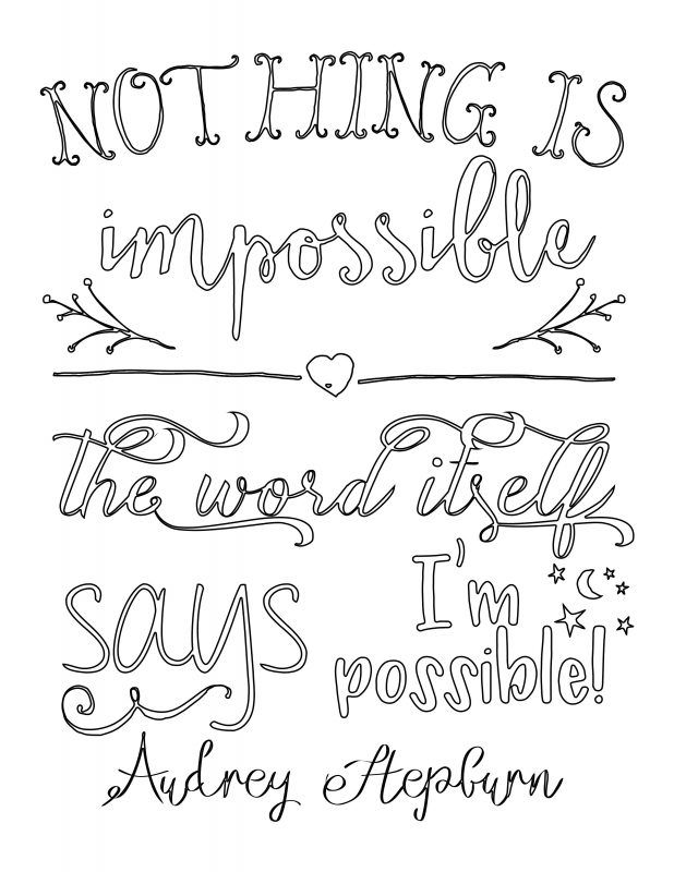 Free Inspirational Adult Coloring Pages Audrey Hepburn 618x800 Free Inspirational Adult Coloring Pages Audrey Hepburn