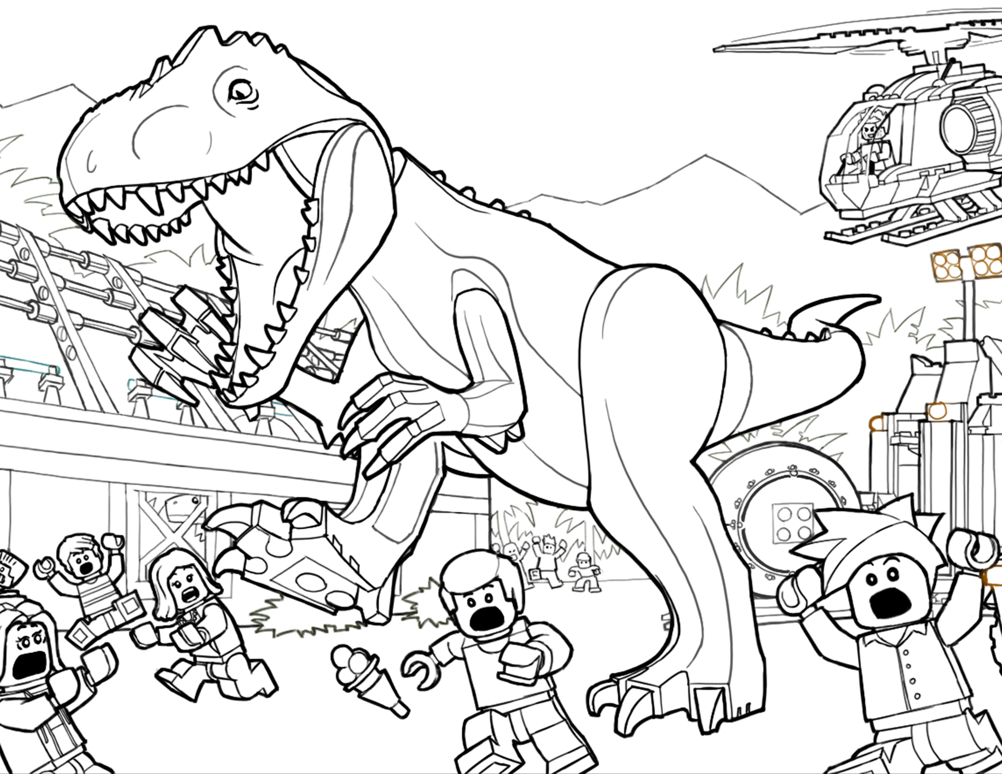 Jurassic Park T Rex Coloring Page Free Printable Pages 3300x2550 Jurassic Park T Rex Coloring Page Free Printable Pages
