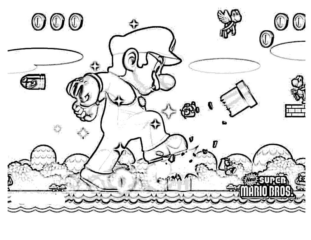 1000x773 Super Mario Bros Coloring Pages