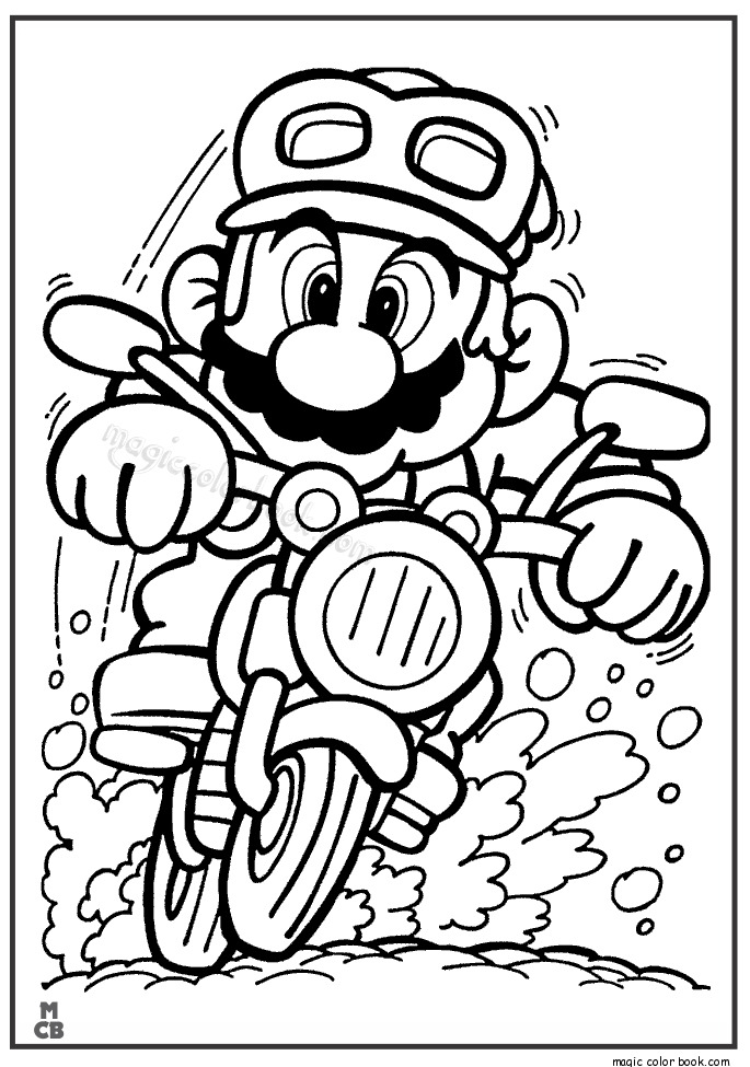 685x975 Super Mario Motorcycle Coloring Pages