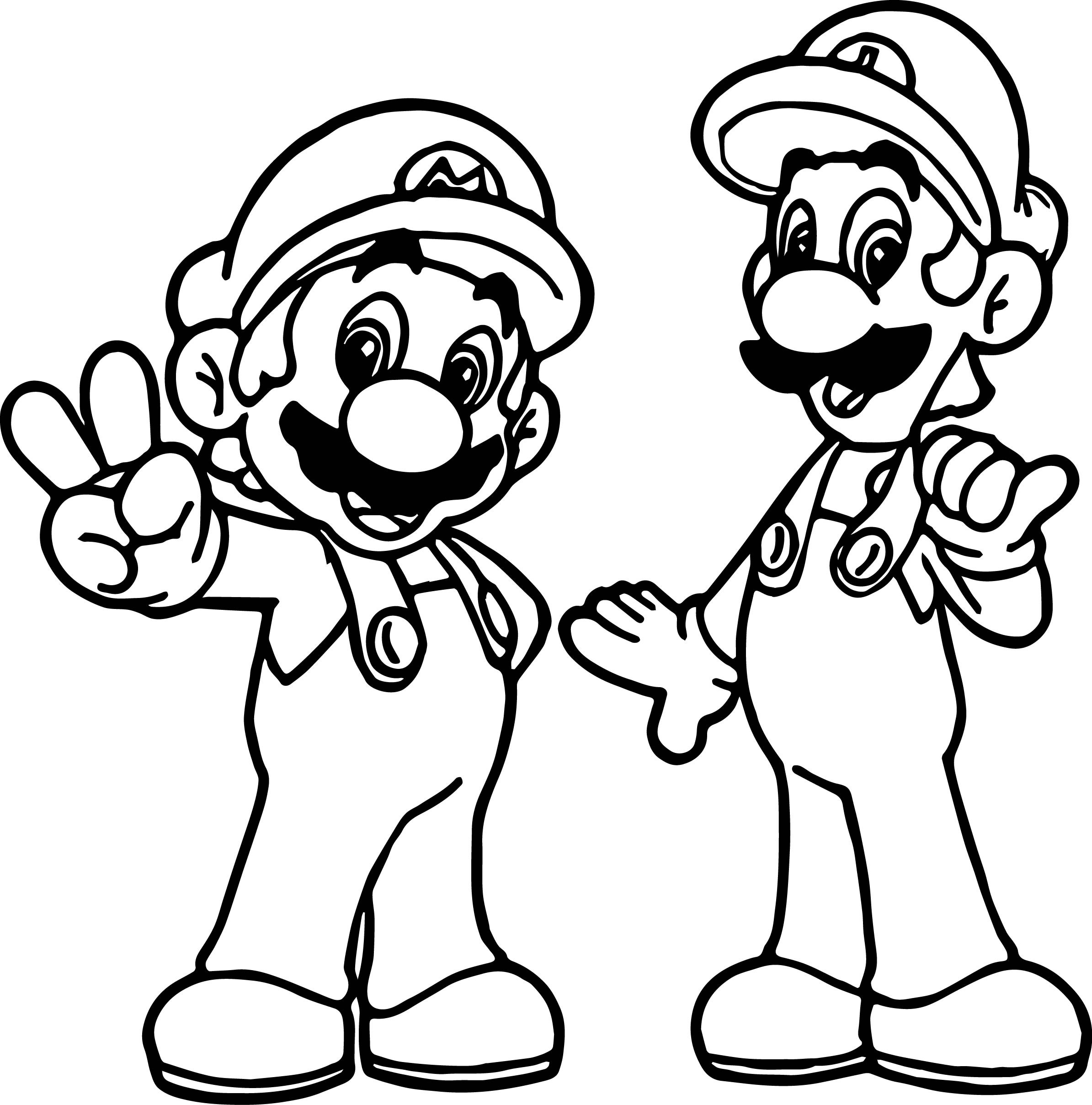 2389x2417 Super Mario And Luigi All Right Coloring Page Collection Free