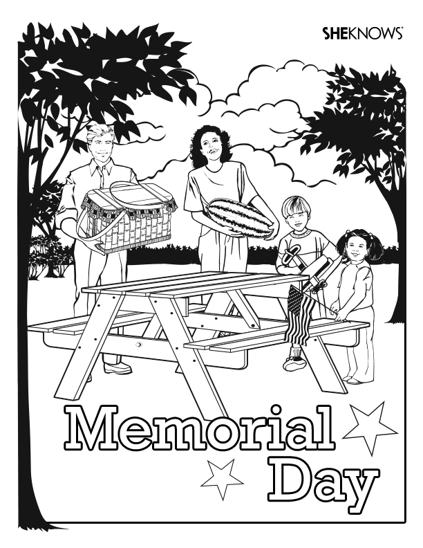 Memorial Day Picnic Coloring Page 612x792 Memorial Day Picnic Coloring Page