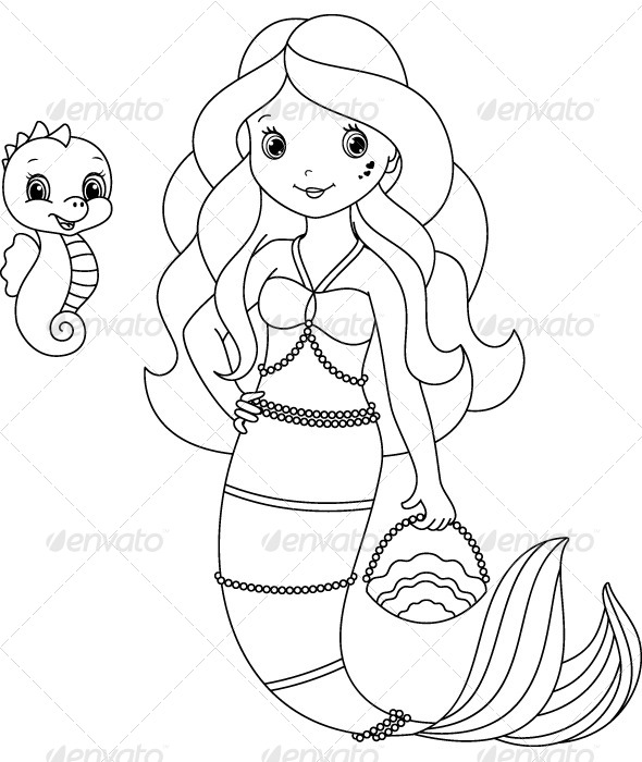 590x700 Free Coloring Pages Mermaids Mermaid Clipart Coloring Page Cute