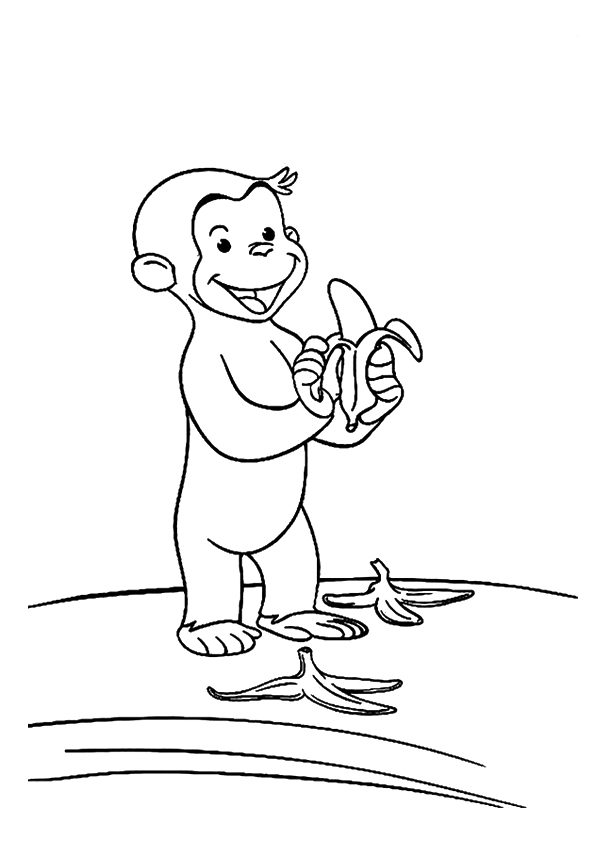 Monkey Baby Littering The Way And Banana Fruit Peel Coloring Page 595x842 Monkey Baby Littering The Way And Banana Fruit Peel Coloring Page
