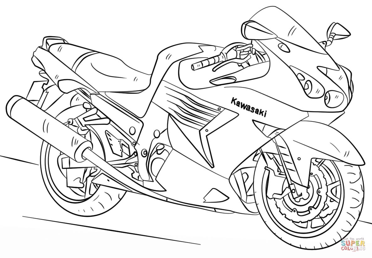 1186x824 Hurry Motorcycle Coloring Sheets Kawasaki Page Free Printable