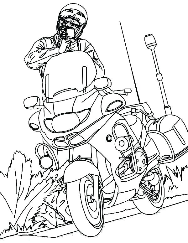 600x776 Motorcycle Coloring Pages Police Officer And His Motorcycle
