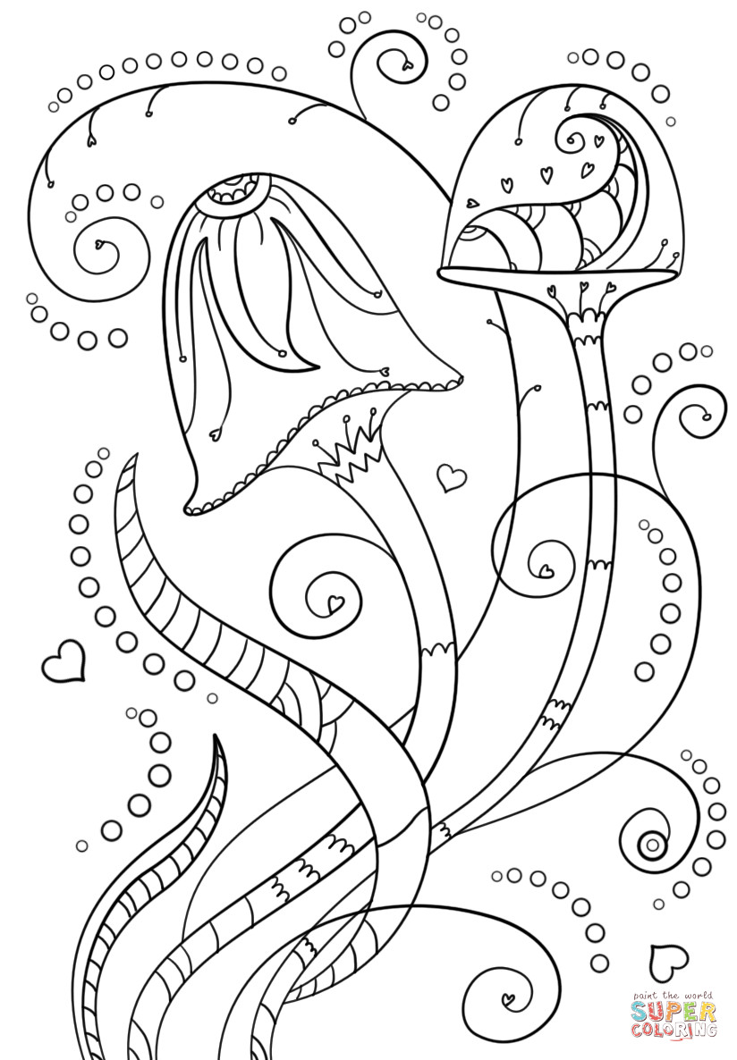 824x1186 Outstanding Mushroom Coloring Page Psychedelic Mushrooms Free