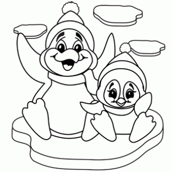 Penguins Coloring Page 340x340 Penguins Coloring Page