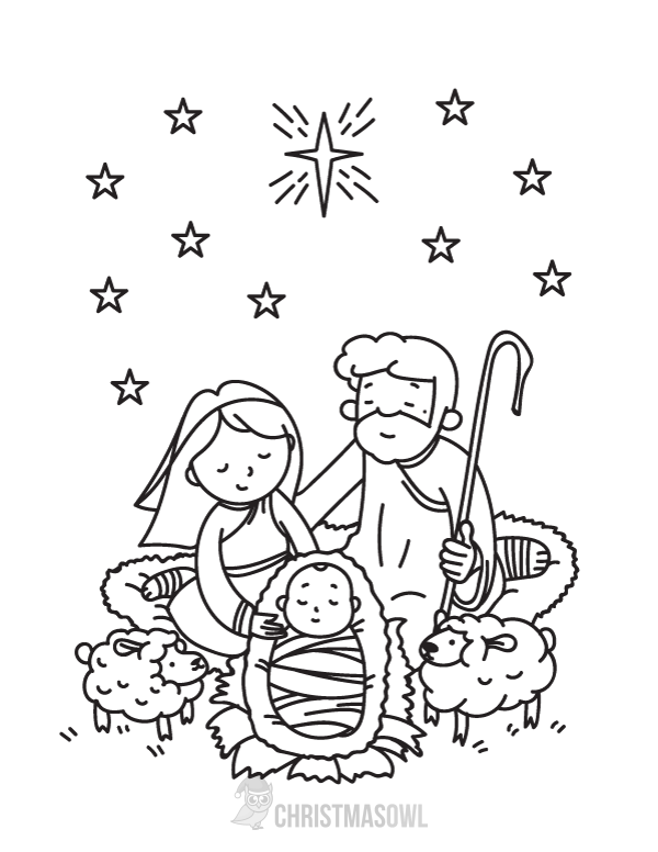 600x776 Free Nativity Coloring Page