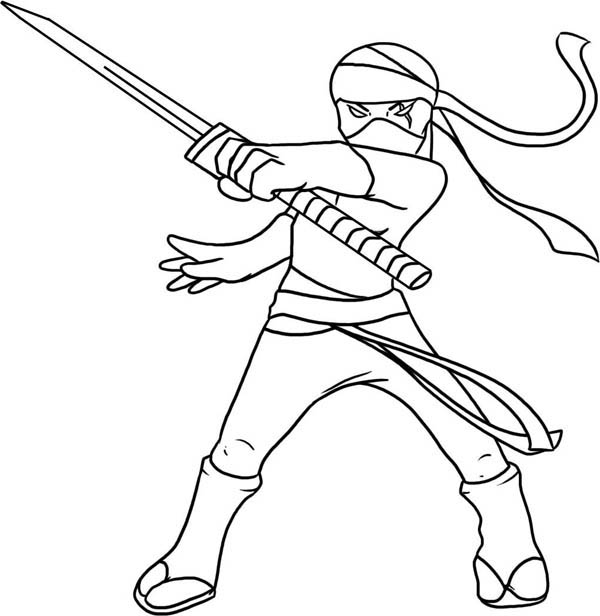 600x616 Ninja Coloring Sheets Kid Drawing Of A Ninja Coloring Page