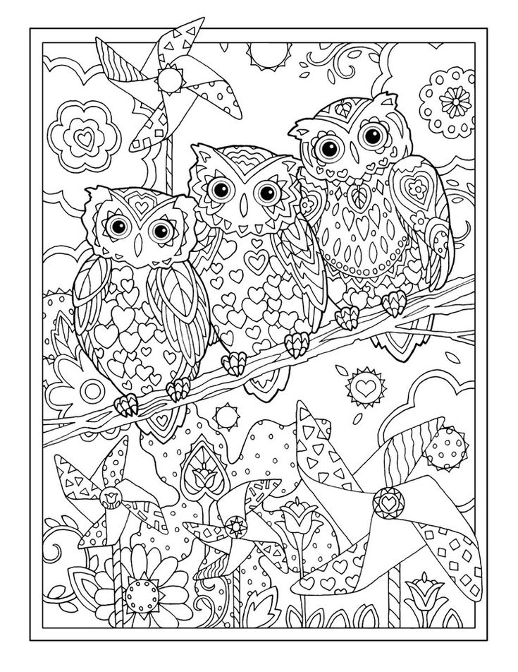 735x952 Owl Coloring Pages For Adults. Free Detailed Owl Coloring Pages