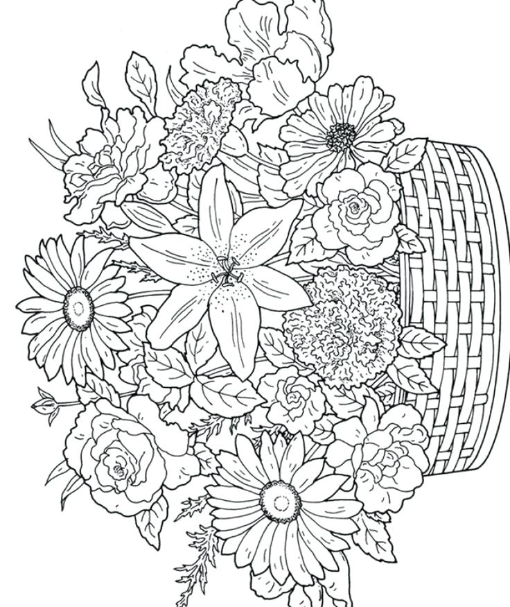 736x875 Printable Coloring Pages Flowers Best Flower Coloring Pages Ideas
