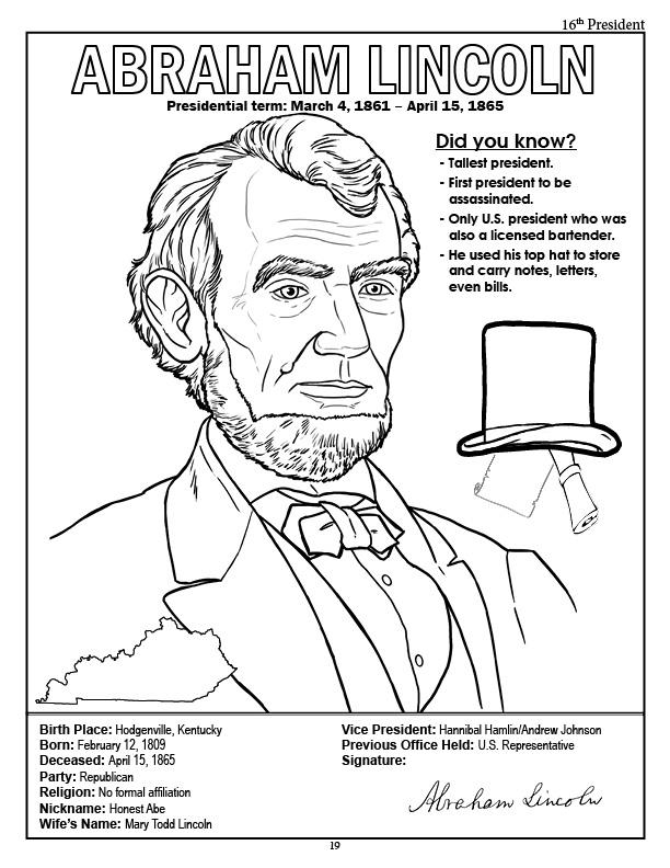 612x792 Abraham Lincoln Coloring Pages For Kindergarten