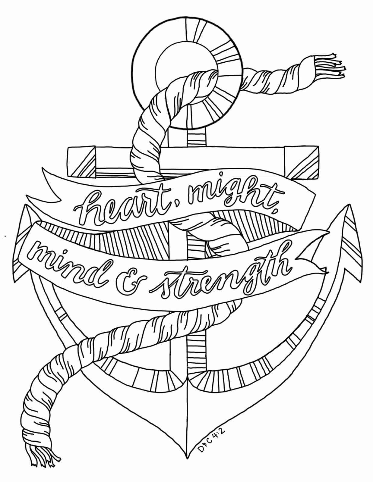 1237x1600 Anchor With Rope Coloring Page Free Printable Pages Also Olegratiy