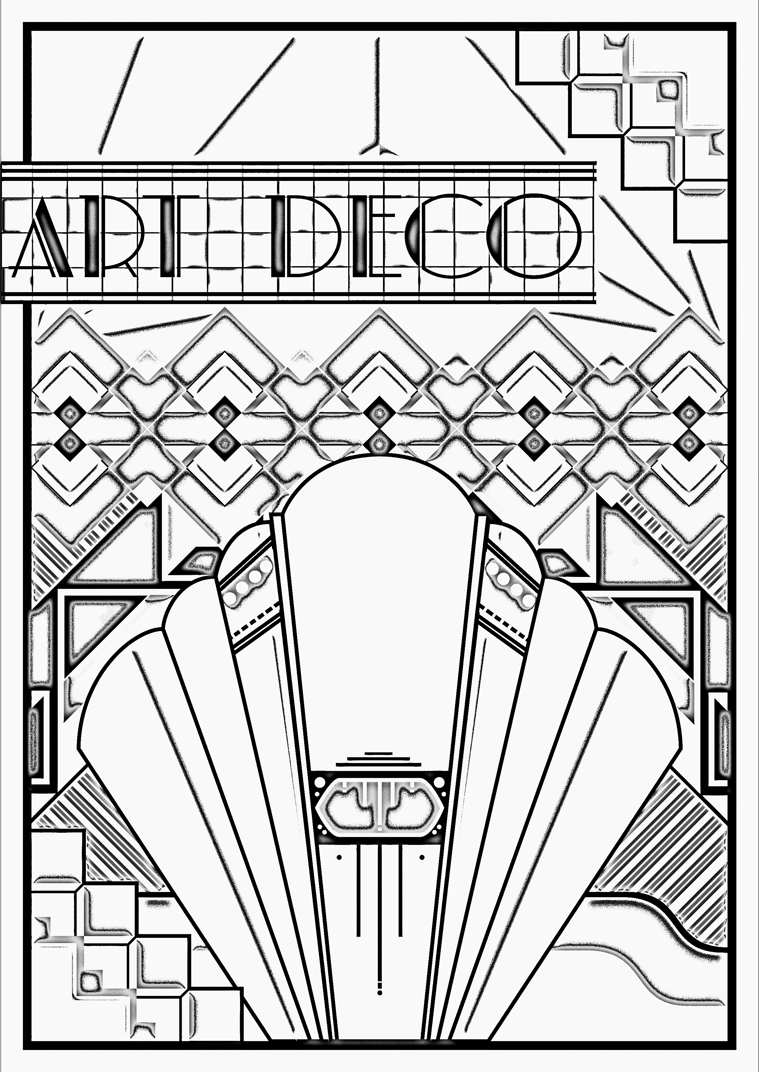 2485x3508 Art Deco Coloring Pages Poster For Adults Justcolor