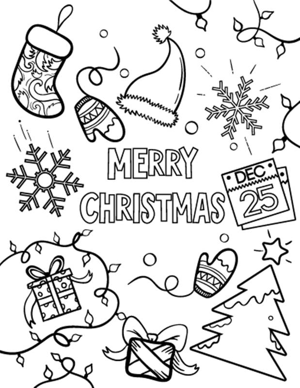 619x800 Merry Christmas Coloring Pages Free Printable Santa Merry