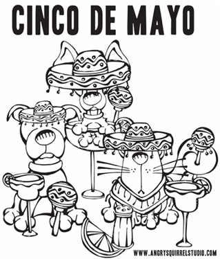 Cinco De Mayo Party Animals Free Printable Coloring Page Woof 319x374 Cinco De Mayo Party Animals Free Printable Coloring Page Woof