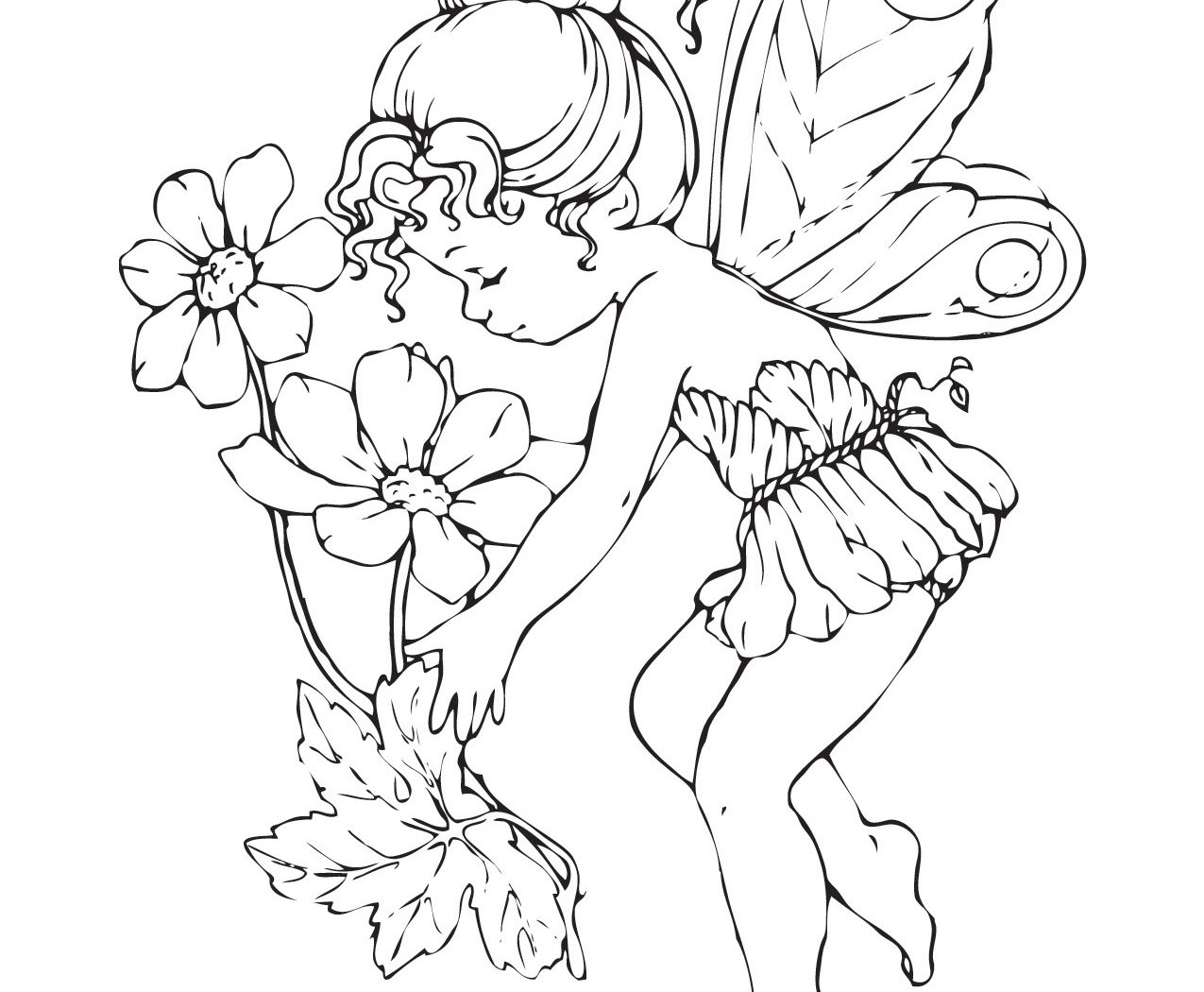 1275x1050 Printablereeairy Coloring Pagesor Adults Jpg Goth 1024x822