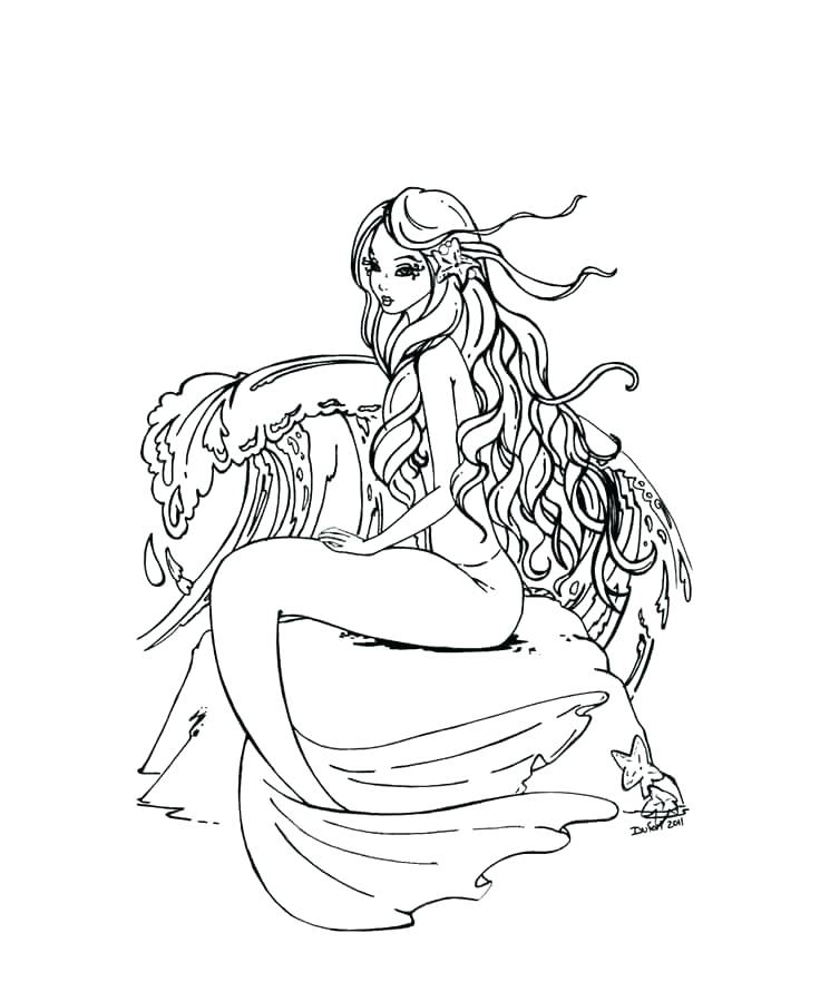 Mermaid Coloring Pages For Adults Together With Little Mermaid 736x891 Mermaid Coloring Pages For Adults Together With Little Mermaid