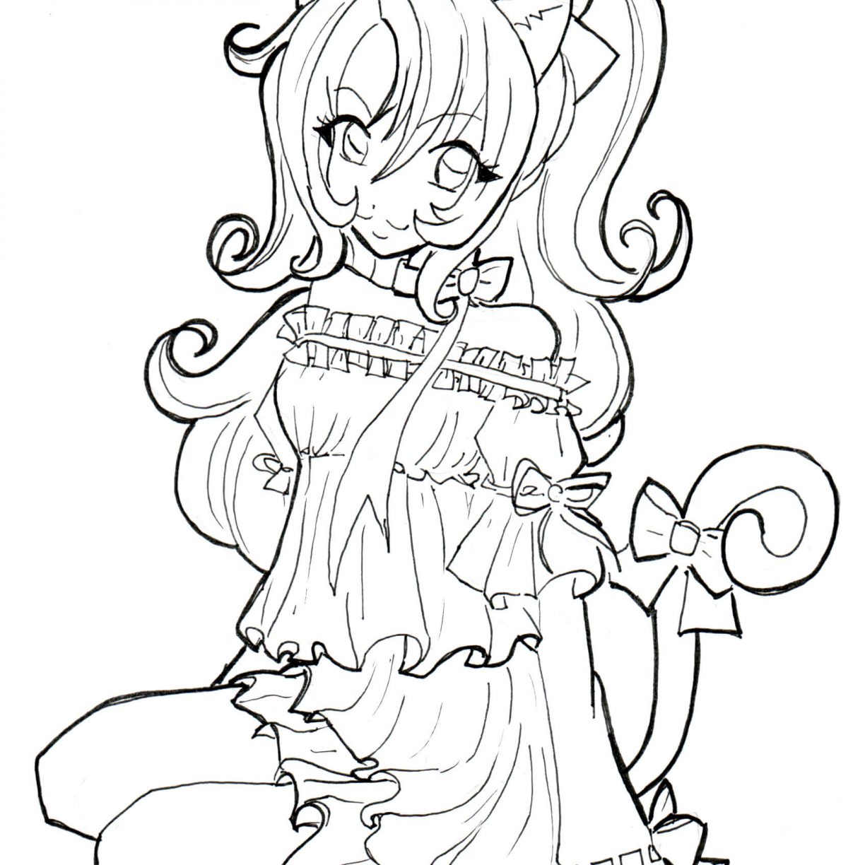 Anime Cat Girl Coloring Book Free Printable Pages Cartoons Vampire 1224x1224 Anime Cat Girl Coloring Book Free Printable Pages Cartoons Vampire