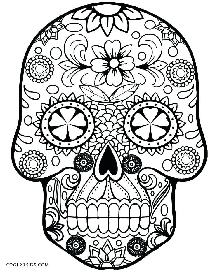 Cool Skull Colouring Pages Printable Coloring Sugar Skull Color 736x930 Cool Skull Colouring Pages Printable Coloring Sugar Skull Color