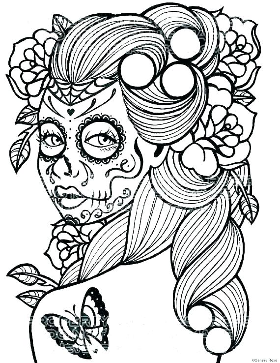 570x738 Printable Coloring Books Free Printable Coloring Sugar Skull
