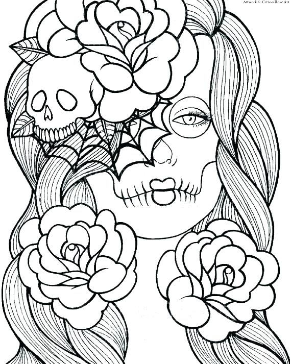570x713 Coloring Pages Skull