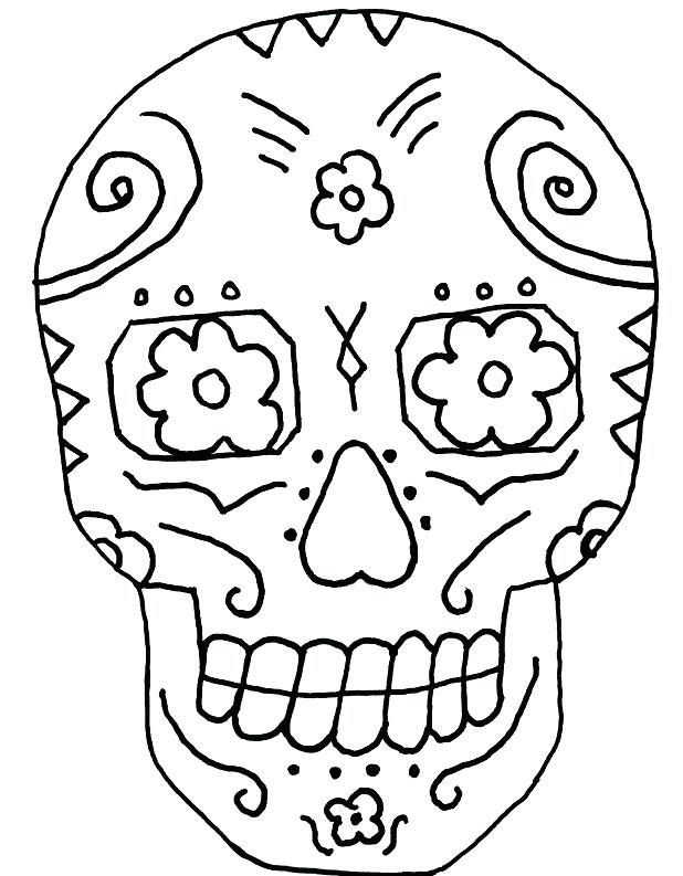 Day Of The Dead Art And Free Simple Sugar Skull Coloring Pages 618x793 Day Of The Dead Art And Free Simple Sugar Skull Coloring Pages