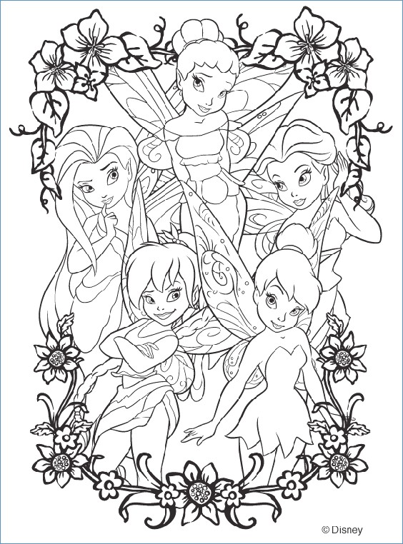 Tinkerbell And Flowers Coloring Pages 564x762 Tinkerbell And Flowers Coloring Pages