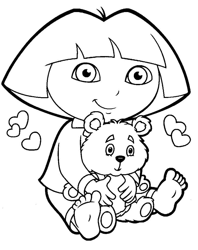 808x1016 Dora Loves Bear Coloring Page Coloring Students