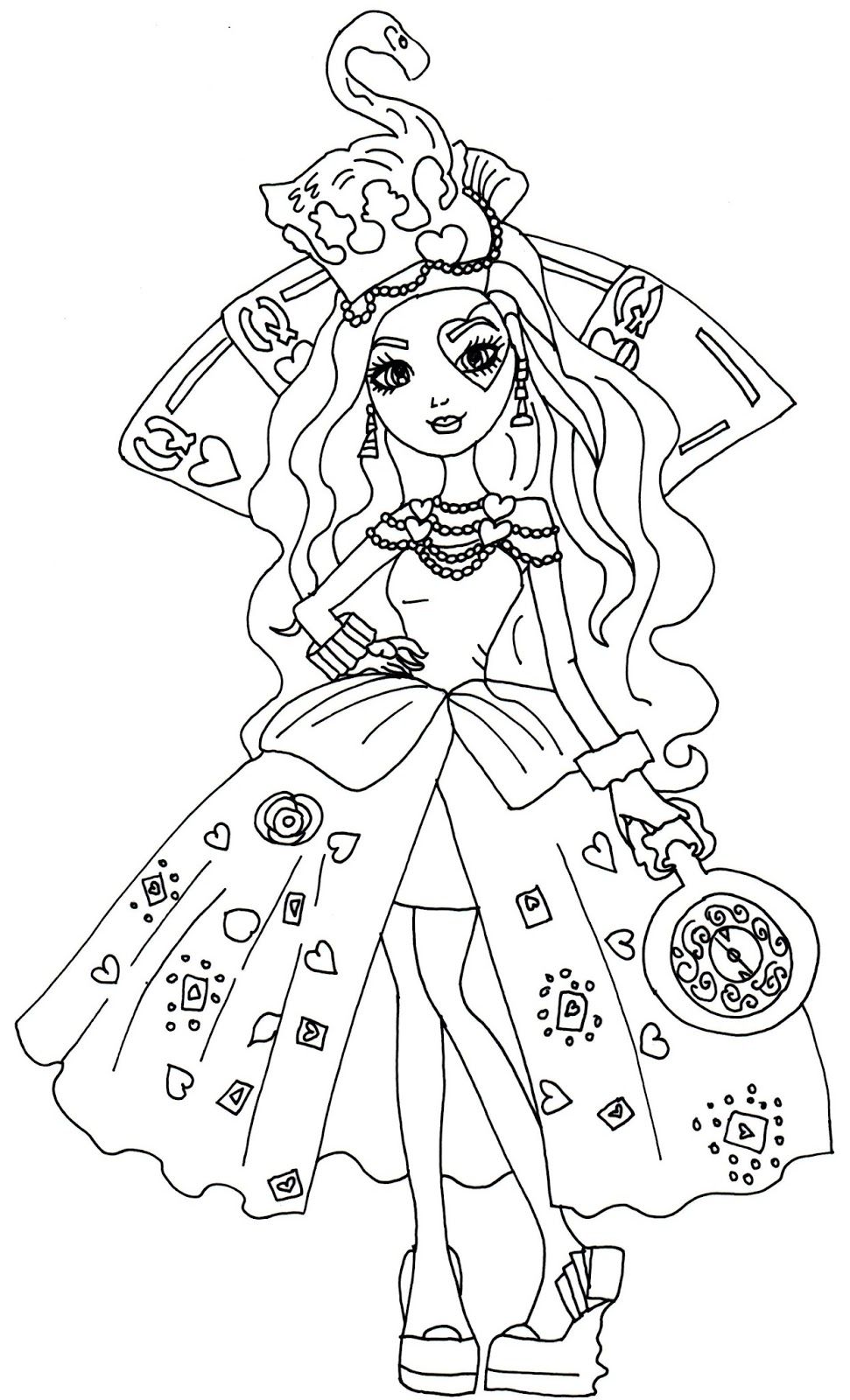Fascinating Printable Ever After High Coloring Pages Lizzie Hearts 971x1600 Fascinating Printable Ever After High Coloring Pages Lizzie Hearts