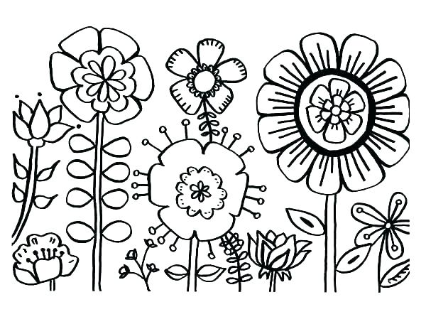 600x463 Easy Printable Flower Coloring Pages