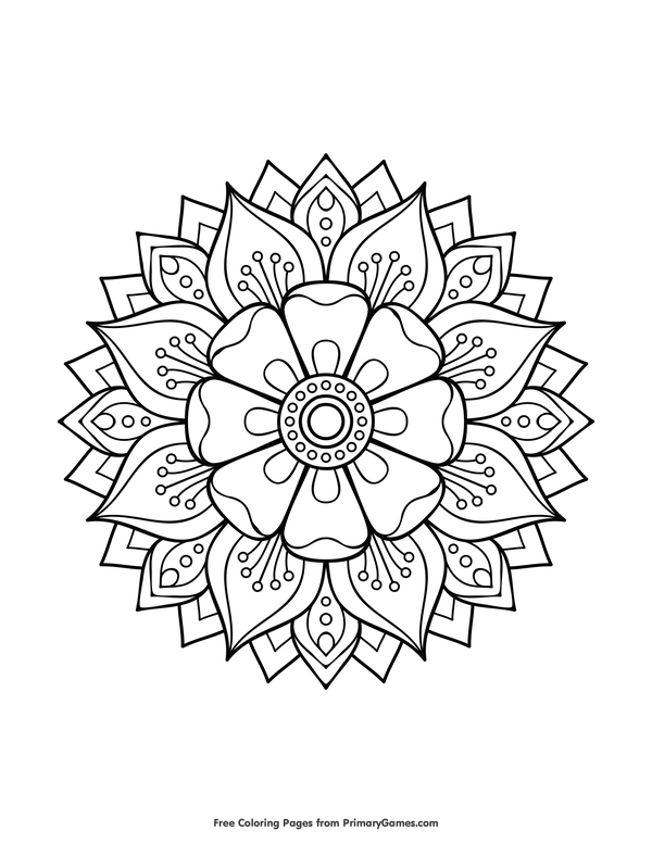 Free Printable Flower Mandala Coloring Pages at GetColorings.com | Free ...