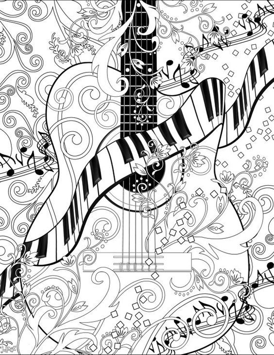 564x730 Adult Coloring Page Printable Adult Guitar Free By Juleezgallery