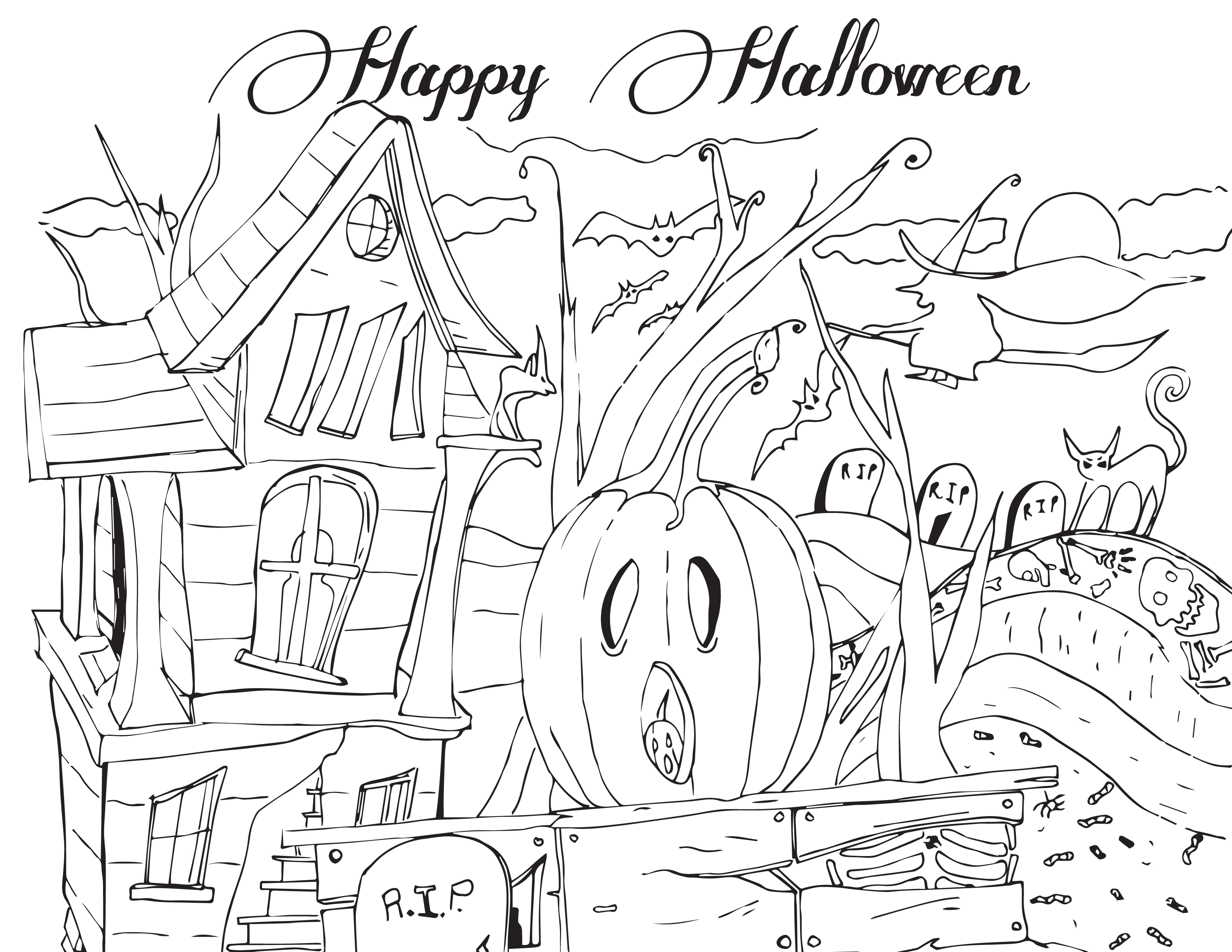 3300x2550 Astonishing Design Happy Halloween Coloring Pages Best Halloween