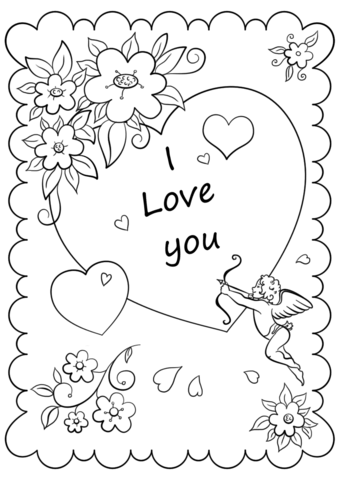 340x480 Coloring Pages Of Valentine Cards Valentines Day Card I Love You