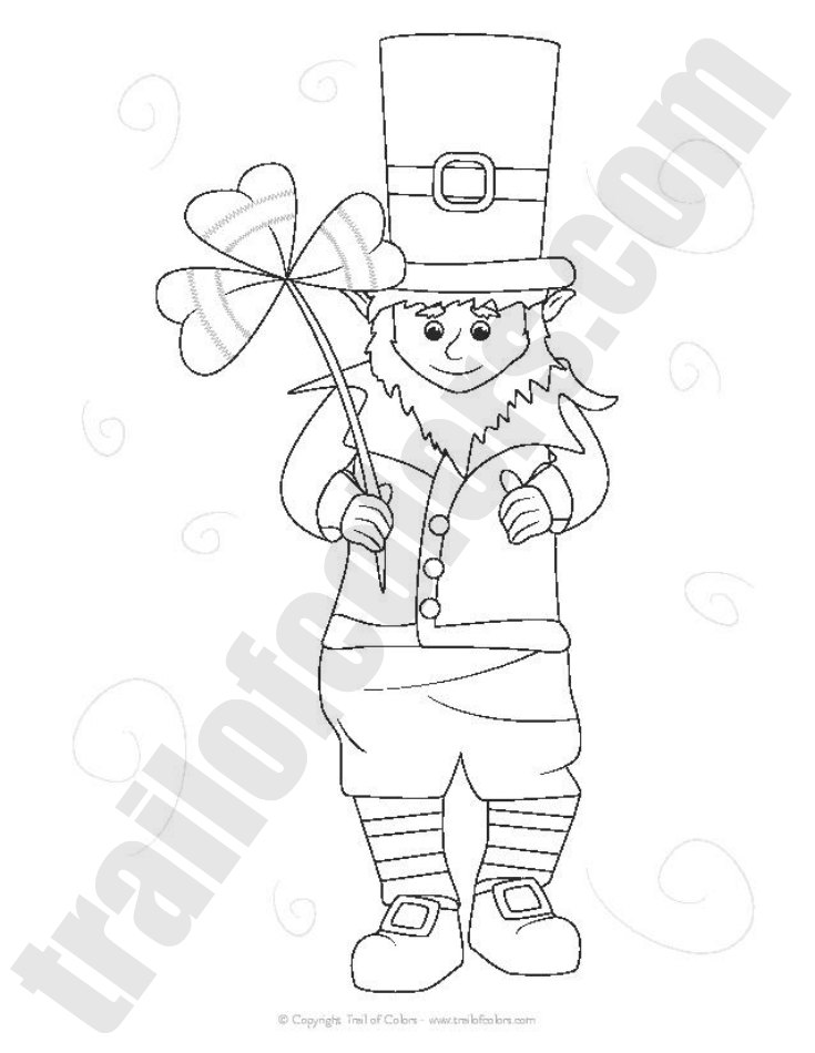 Adorable Leprechaun Coloring Page 735x950 Adorable Leprechaun Coloring Page
