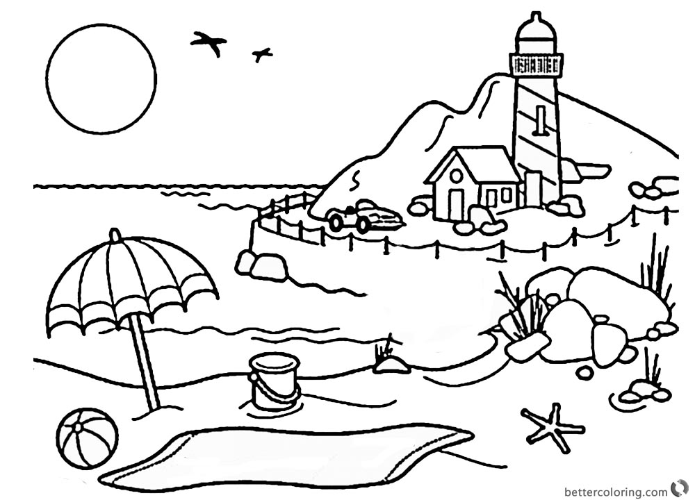 Lighthouse Coloring Pages Lighthouse By The Beach 1000x720 Lighthouse Coloring Pages Lighthouse By The Beach