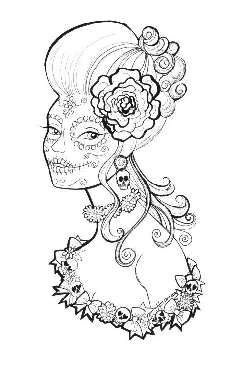 Free, Printable, Day Of The Dead Coloring Pages By Heather Fonseca 500x750 Free, Printable, Day Of The Dead Coloring Pages By Heather Fonseca