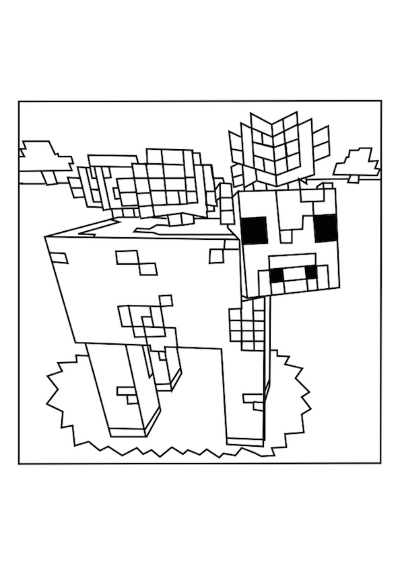 Cow And Mooshroom Minecraft Coloring Pages Free Printable 1295x1832 Cow And Mooshroom Minecraft Coloring Pages Free Printable