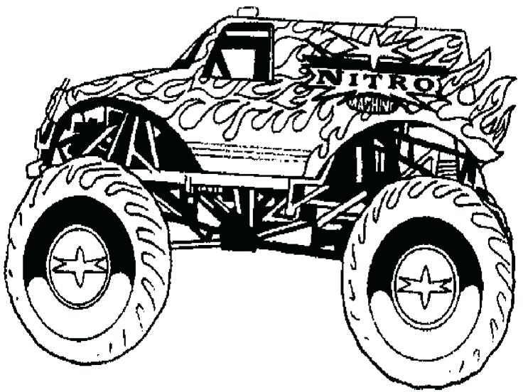 Monster Trucks Coloring Pages With Monster Jam Truck Sketch 736x552 Monster Trucks Coloring Pages With Monster Jam Truck Sketch