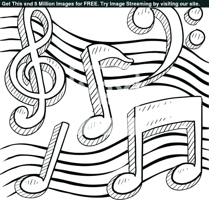 687x657 Music Note Coloring Pages Free Printable Notes Page Medium Size