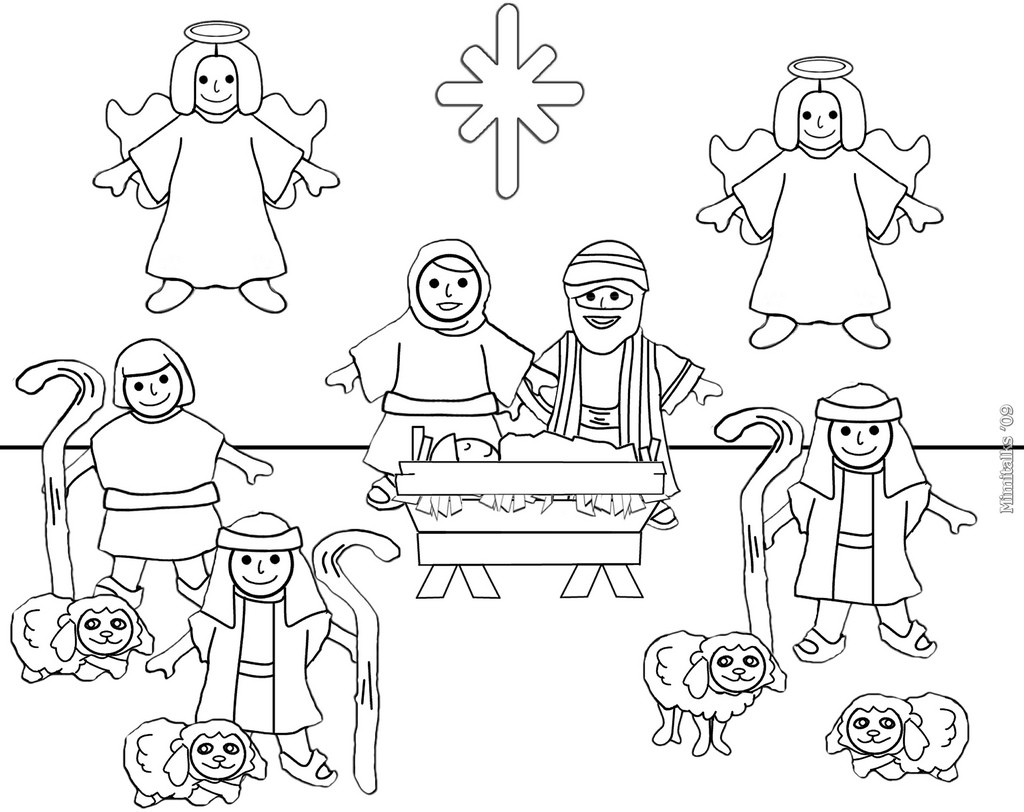 1024x812 Beauteous Nativity Pictures To Color Coloring For Fancy Free