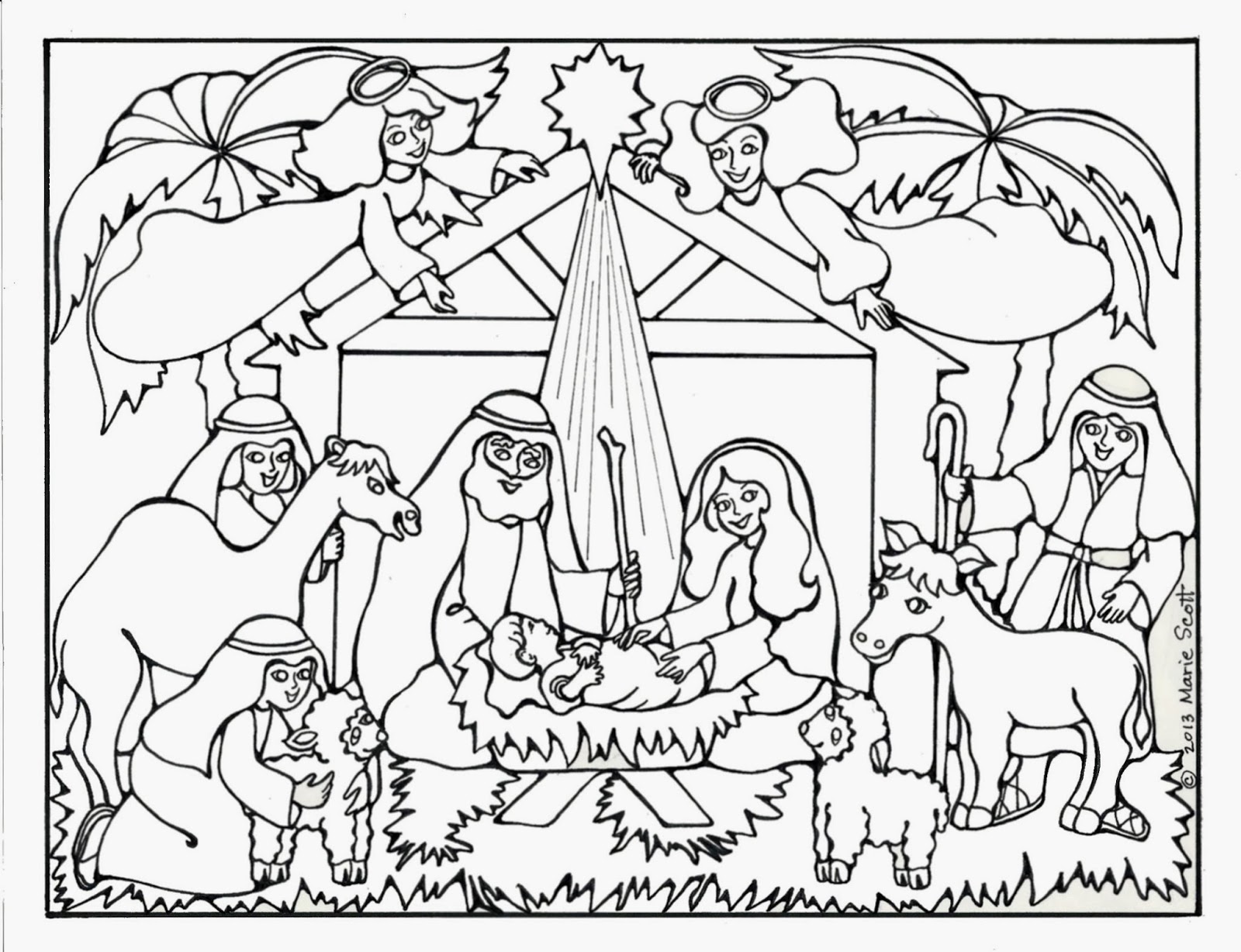 Nativity Coloring Pages 1600x1227 Nativity Coloring Pages